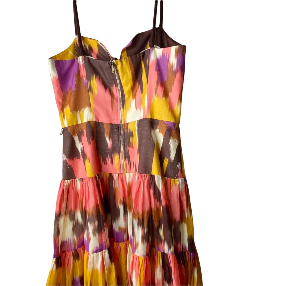 Milly of New York Watercolor Ikat Tiered Ruffle Silk Broomstick Sundress… - Picture 4 of 15